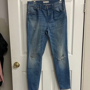 Madewell Blue Distressed Skinny Jeans